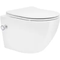 LuxeBath Randloze wandcloset kort 49 cm Wit met bidetfunctie en Tornado spoeling LuxeBath