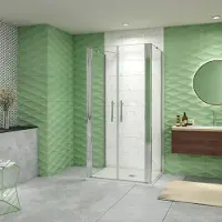 Sanexo Douchecabine Vrijstaand Flora 140x80 Pendeldeuren met Twee Zijwanden 80cm Aluminium profiel 6mm Helder Glas