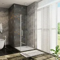 Sanexo Douchecabine Rechthoek Holly 80 Draaideur x 70 Vaste Wand 6mm Helder glas Antikalk Chroom