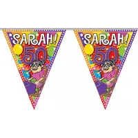 Folat 4x Leeftijd versiering vlaggenlijn / vlaggetjes / slinger Sarah 50