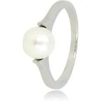 My Bendel - Ring Zilverkleurig met Grote Witte Parel - Zilverkleurige Ring - Grote Witte Parel - Tijdloze Schoonheid - met Luxe Cadeauverpakking | Sieraden Voor Dames | Maat 18.00 Mm / Maat 57