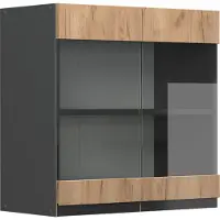 Vicco R-Line Glazen keukenkast – 60 cm J-vorm Krachtige eik goud