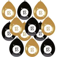 Haza Ballonnen - 18 jaar - leeftijd verjaardag - 18x stuks - 30 cm - versiering - zwart/goud