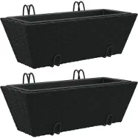 vidaXL Plantenbakken 2 st met haken poly rattan zwart