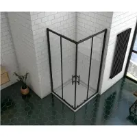 Sanexo Douchecabine Set Ixia 90x90 Zwart Met Hoge Douchebak Daisy Wit Met Sifon