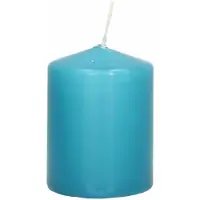 Trend Candles Cilinderkaars/stompkaars - turquoise - 6 x 8 cm - 29 branduren - met brandvertragende folie