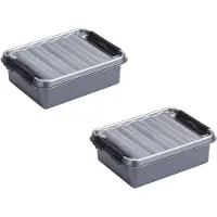 Sunware Set van 8x stuks q-line opberg box/opbergdoos - 1 liter - 20 x 15 x 6 cm - kunststof - opslagbox - grijs