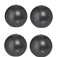 Trend Candles Bolkaars glad - 4x - zwart - 7 cm - 16 branduren - ronde kaarsen