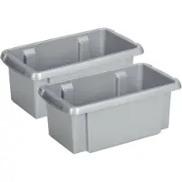 Sunware Opslagbox Nesta - 8x - kunststof - 7L - grijs - 38 x 21 x 14 cm - stapelbaar