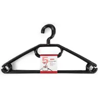 PlasticForte Kledinghangers - 5x - zwart - kunststof - 40,5 cm - kledingkast opruimen