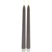 Countryfield LED dinerkaarsen - 2x st - grijs - 28 cm - met afstandsbediening