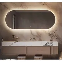 Schaere Ovale badkamerspiegel met directe en indirecte verlichting, verwarming, instelbare lichtkleur en dimfunctie 180×70 cm