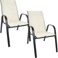 Merkloos Metalen tuinstoel - beige - 90 x 54 x 69 cm - weerbestendig