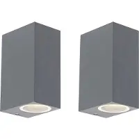 QAZQA Set van 2 moderne wandlampen antraciet IP44 - Baleno II