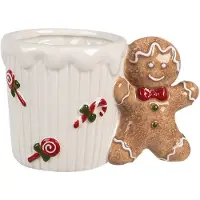 Clayre & Eef Mok Gingerbread man 350 ml Wit Bruin Keramiek Drinkbeker Wit Drinkbeker