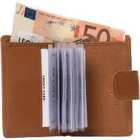 LeonDesign Pasjeshouder - Muntgeldvak - Papiergeld - Leer - Cognac bruin