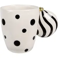 Clayre & Eef Mok 350 ml Wit Zwart Keramiek Drinkbeker Wit Drinkbeker