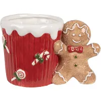 Clayre & Eef Mok Gingerbread man 350 ml Rood Bruin Keramiek Drinkbeker Rood Drinkbeker