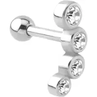 Lucardi Dames Helixpiercing rij kristal - Piercing - Cadeau - Staal - Zilverkleurig
