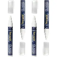 Securit Krijtstift - 4x stuks - wit - platte punt - 2-6 mm - krijt - voor glas en krijtbord - chalkmarker - krijtmarker