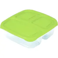 PlasticForte Vershoudbakje 3-vaks - 1ST - 1,2L - meal prep - herbruikbaar - groen - vaatwasser bestendig - magnetron bakjes