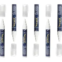 Securit Krijtstift - 6x stuks - wit - platte punt - 6-6 mm - krijt - voor glas en krijtbord - chalkmarker - krijtmarker