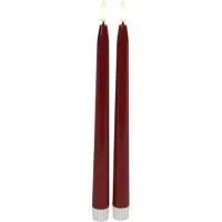 Countryfield LED dinerkaarsen - 2x st - rood - 28 cm - met afstandsbediening