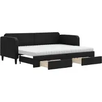 vidaXL Slaapbank met onderschuifbed en lades 80x200 cm stof zwart