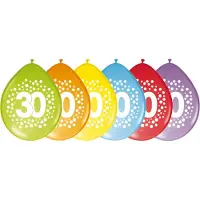 Folat party ballonnen- 30 jaar verjaardag cijfers - 36x stuks - versiering - 29 cm - feestartikelen