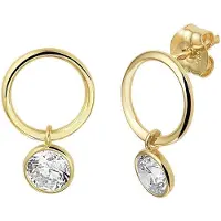 Trendjuwelier huiscollectie Oorhangers Zirkonia Geelgoud Glanzend 13 mm x 8.5 mm