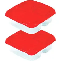 PlasticForte Vershoudbakje - 2x - 3-vaks - 1,2L - meal prep - herbruikbaar - rood - vaatwasser bestendig - magnetron bakjes