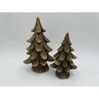 Home Sweet Home Set van 2 bomen polystone houtlook klein groot kerstboom 20,5x12/16x10 cm bruin | HSH129131 | Stoer & Sober Woonstijl