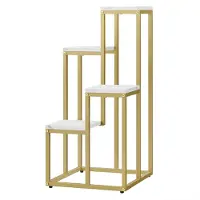 Leobert Plantenstandaard - 4 niveaus - wit marmer, goud - 34x34x71 cm