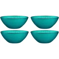 Vivalto Kommetjes/serveer schaaltjes - 4x - Murano - glas - D15 x H6 cm - turquoise blauw - Stapelbaar - Kommetjes