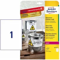 Avery L4775-8 Folie-etiketten 210 x 297 mm Polyester folie Wit 8 stuk(s) Permanent hechtend Laser (kleur), Laser (zwart/wit), Kopiëren (kleur),