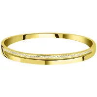 Lucardi Dames armband bangle wit kristal - Staal - Bangle - Cadeau - Stijlvol - Goudkleurig
