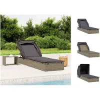vidaXL Ligbed met inklapbaar dak 213x63x97 cm poly rattan bruin