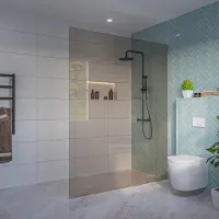 FortiFura Galeria Inloopdouche - rook glas - 160x200cm - 8mm - nano - blind inbouw profiel SW797942 SW1102415