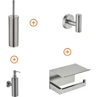 Guido Gusto Toilet accessoires set Gun metal exclusief met zeepdispenser