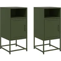 vidaXL Nachtkastjes 2 st 36x39x78 cm staal olijfgroen