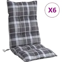 vidaXL Stoelkussens 6 st hoge rug ruitpatroon oxford stof grijs