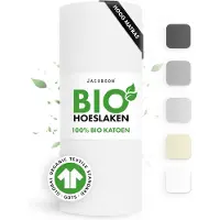 Jacobson Hoeslaken – 100% Biologisch Katoen – 200x220 cm – tot 35cm matrasdikte– 160 g/m² – Wit
