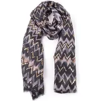 Giuliano '' in between season'' Zig Zag print - Zwart - Dames - Sjaal