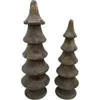 Home Sweet Home Set van 2 bomen hout klein groot kerstboom 29x9/25x8 cm vintage geschuurd grijs | 427445 | Stoer & Sober Woonstijl