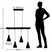 LINDBY Hanglamp Trebale, dimbaar, zwart, Woon-/ Eetkamer, metaal, Scandinavisch, hanglamp