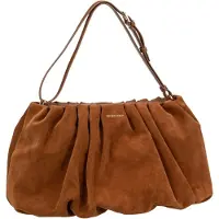 Mandarina Duck Leren Schoudertas Velvet Plisse Hobo Caramel Cafe Lichtbruin
