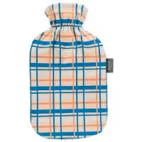 Fashy warmwaterkruik 2 liter met fleece hoes in ruitdesign apricot