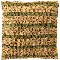 Dutch decor - ANTONY - Kussenhoes 45x45 cm - strepen van raffia - Olive Branch - groen en bruin