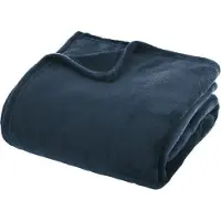 Atmosphera Atmopshera Plaid effen flanel fleece deken - 180x230 cm - Petrol
