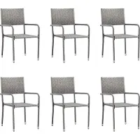 vidaXL Tuinstoelen 6 st stapelbaar poly rattan grijs